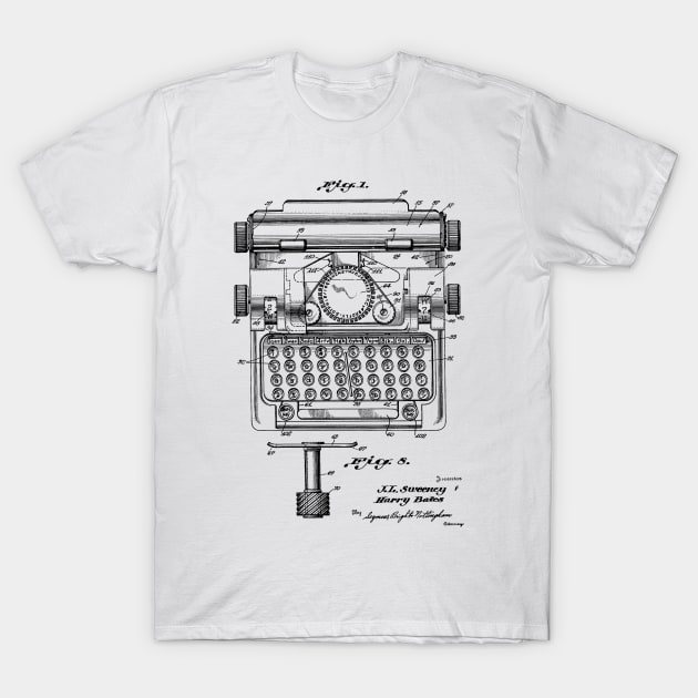 Typewriter Vintage Patent Hand Drawing